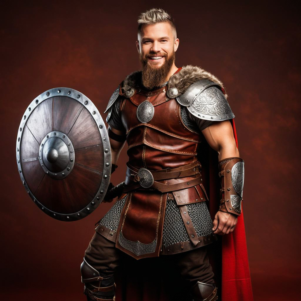 Viking Warrior Portrait with Warm Background