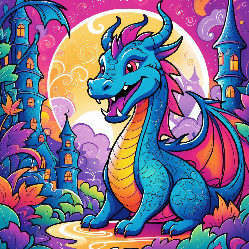 Whimsical Dragon in Colorful Fantasy