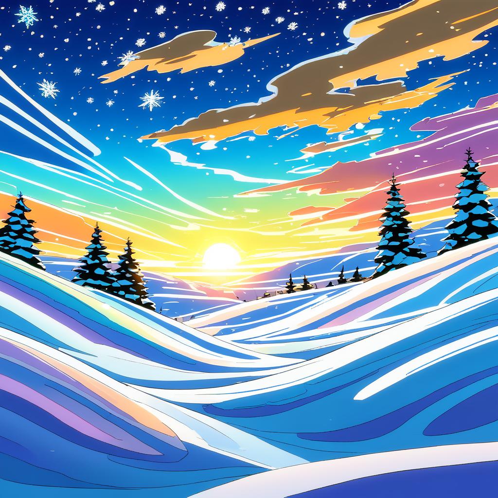 Vibrant Toon-Style Frozen Tundra Scene