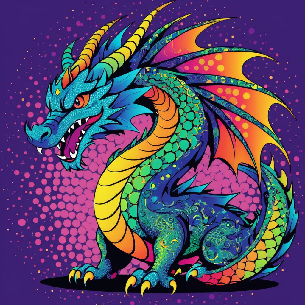 Dynamic Comic-Style Whimsical Dragon Illustration