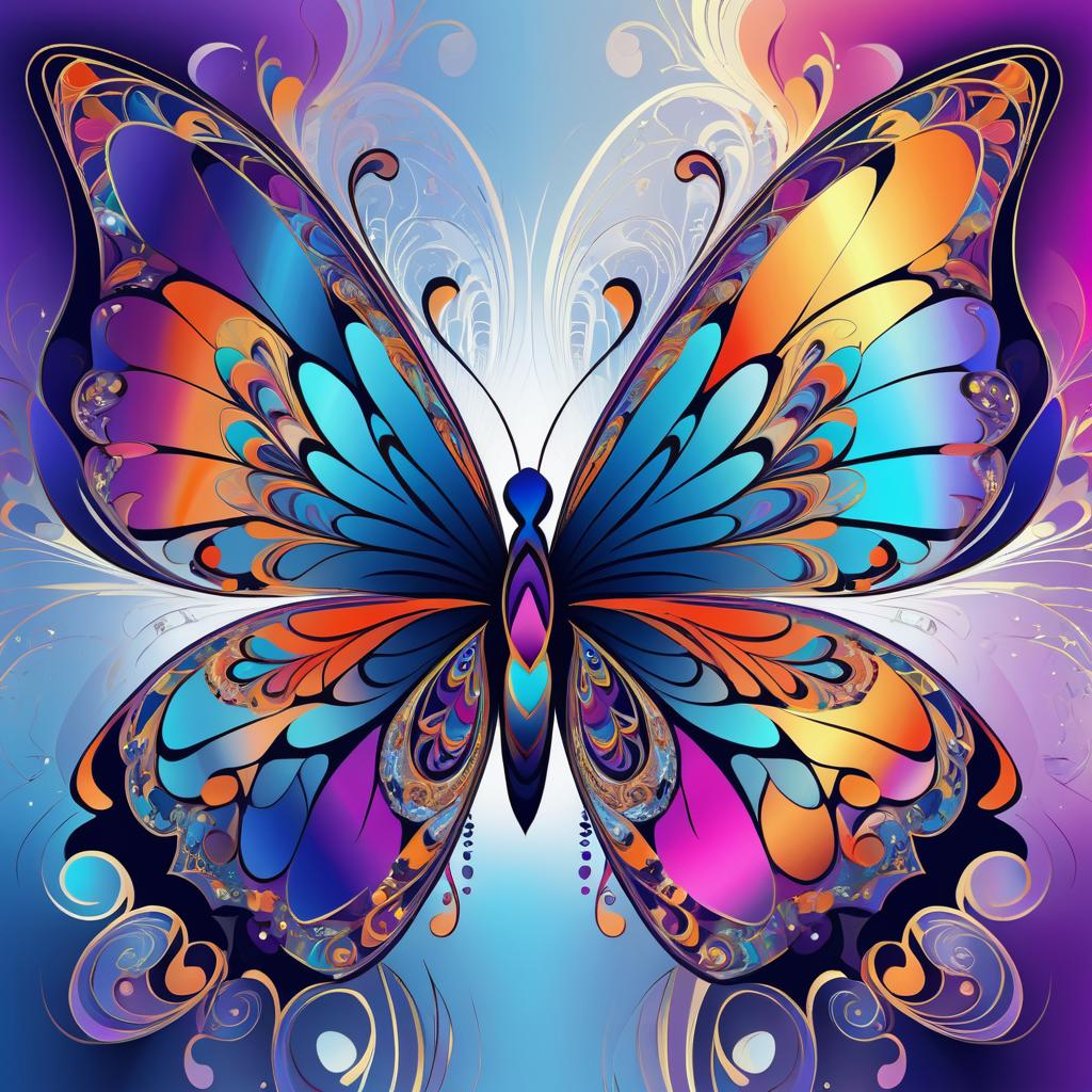 Vibrant Abstract Butterfly in Bohemian Style