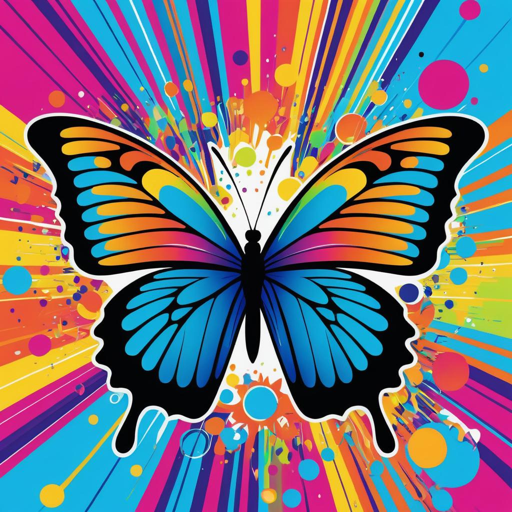 Vibrant Butterfly in Pop Art Style