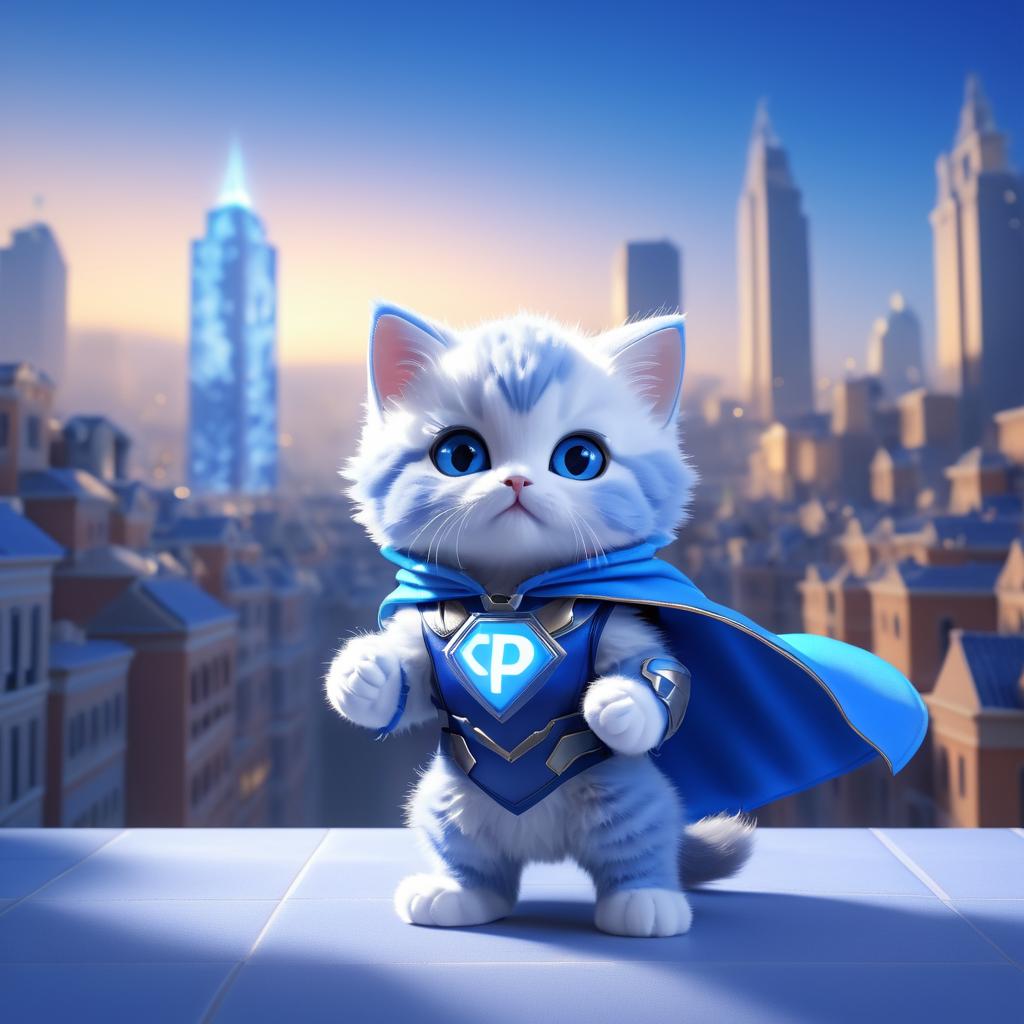 Majestic Kitten Superhero in the City