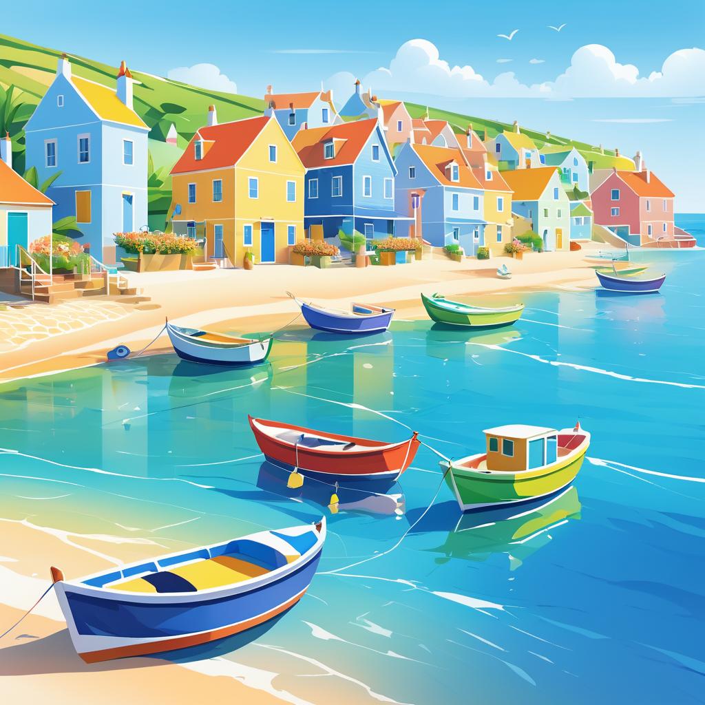 Charming Seaside Village in Bright Colors