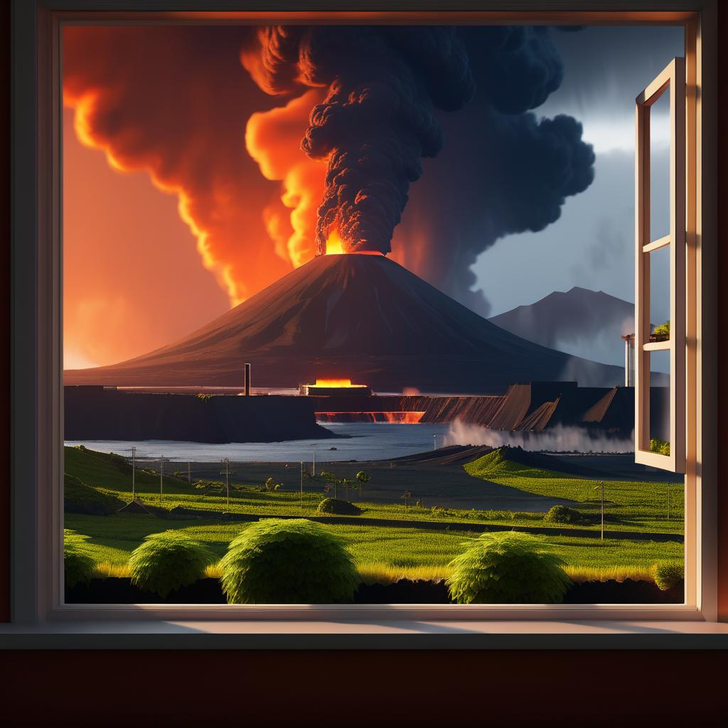 Dramatic View of Volcanic Eruption