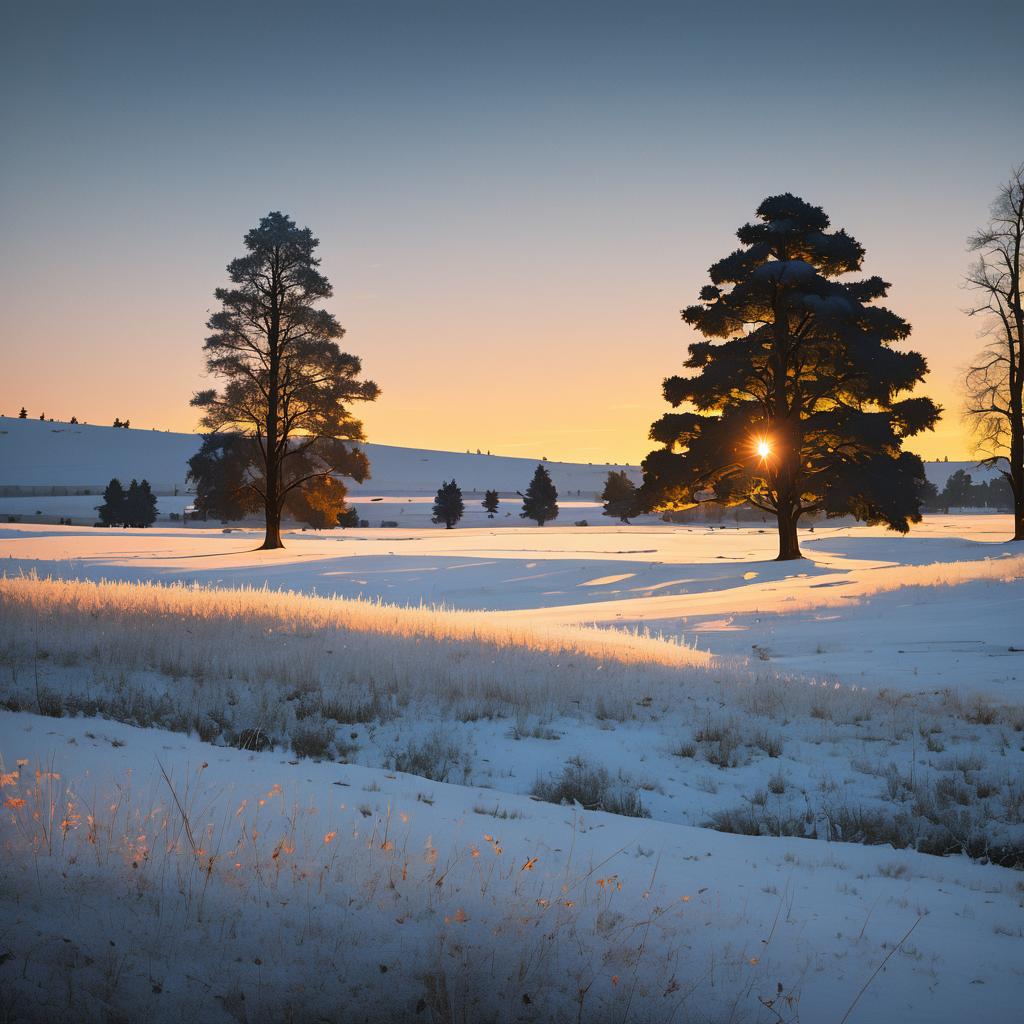 Serene Snowy Meadow at Twilight