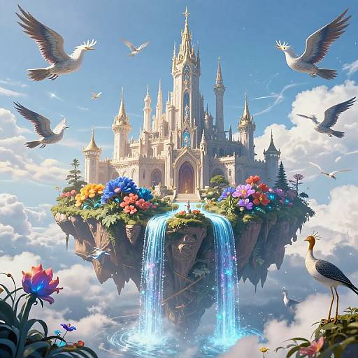 Enchanted Floating Island Fantasy Scene