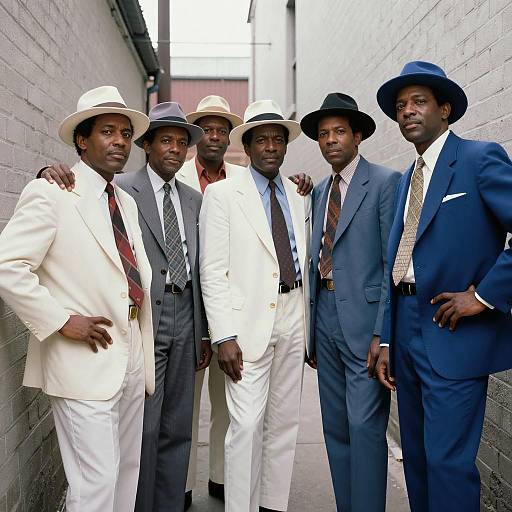 Group of African-American Men in 1970s Style Suits