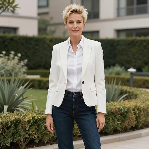 Professional Female Attorney in Urban Garden