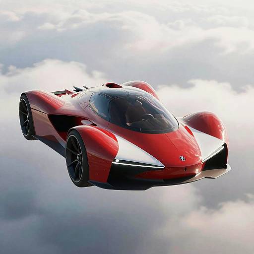 Futuristic Red Aerodynamic Flying Car