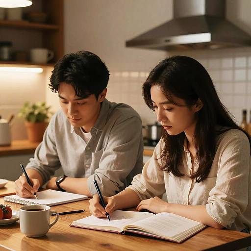 Couple Cooking in Warm Kitchen