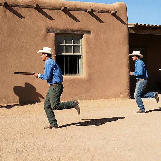 Dynamic Western Scene with Cowboys