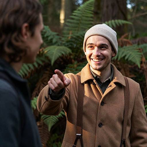 Sunlit Forest Portrait of Two Men