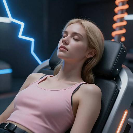 Futuristic Bliss: Woman in Dim Light