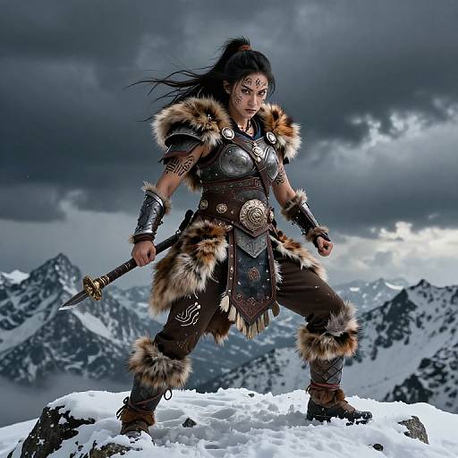 Xaela Au Ra Warrior on Snowy Peak