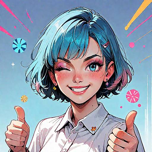 Winking Anime Girl Giving Thumbs Up