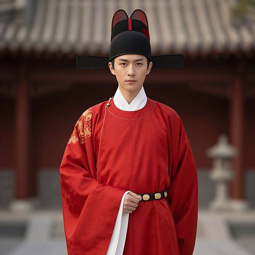 Traditional Chinese Red Robe Man