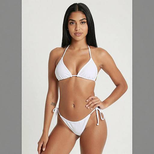 Confident Woman in White Bikini