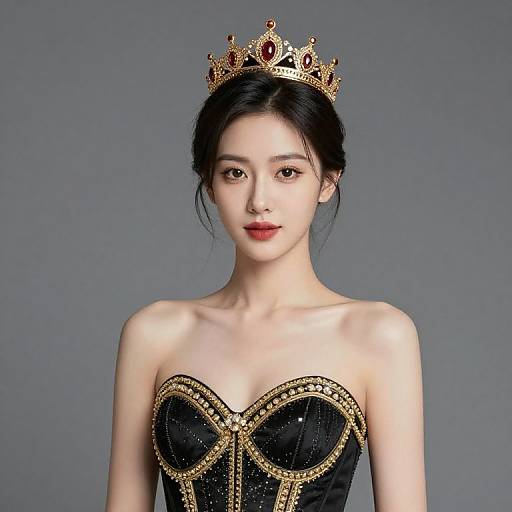 Regal Woman in Black and Gold