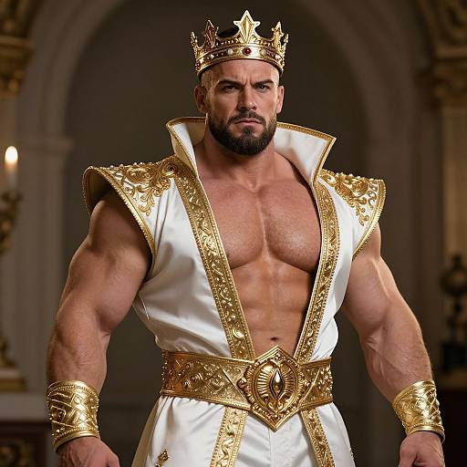 Majestic Muscular Man in Gold