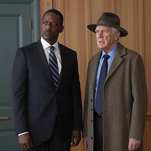 Two Men Standing Indoors in Formal Attire