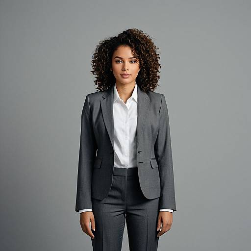 Professional African American Woman in Grey Suit
