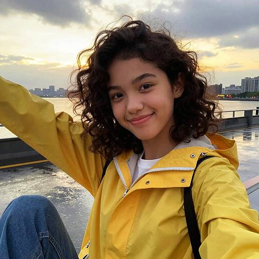 Teen Girl Selfie at Rainy Twilight