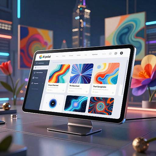Futuristic AI Art Generator Interface