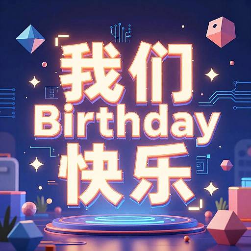 Vibrant AI Birthday Digital Poster