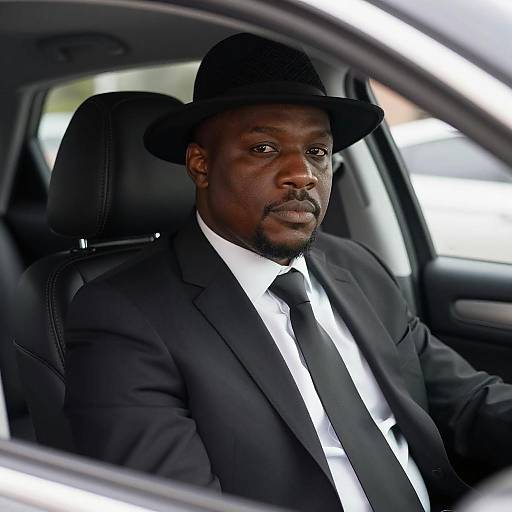 Stylish Black Man in Car Setting