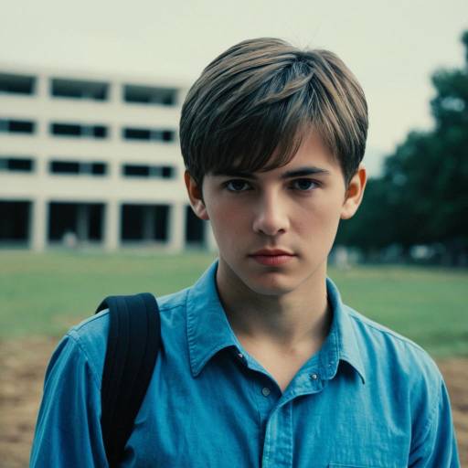 Teenage Boy Wearing Blue Shirt Outdoors