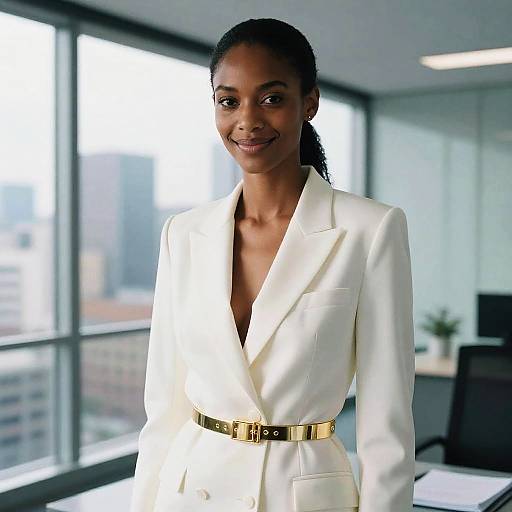 Confident Model in Modern Office Fashion