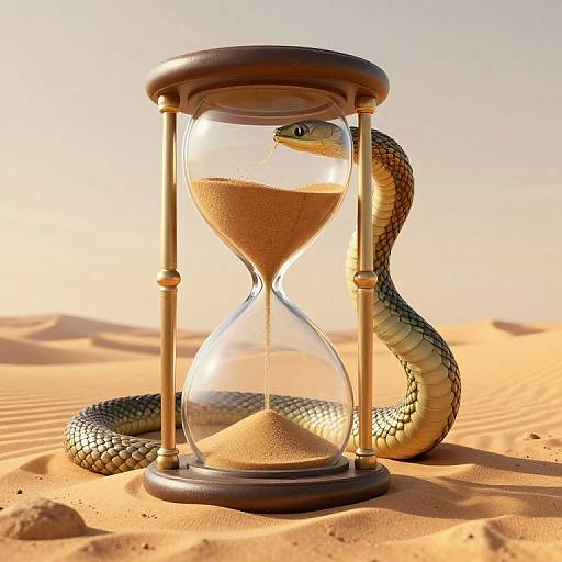 Surreal Serpentine Hourglass in Desert