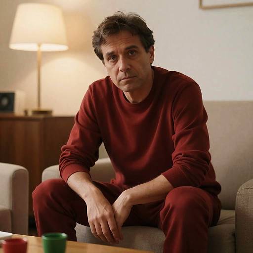 Serious Man in Warm Ambient Room