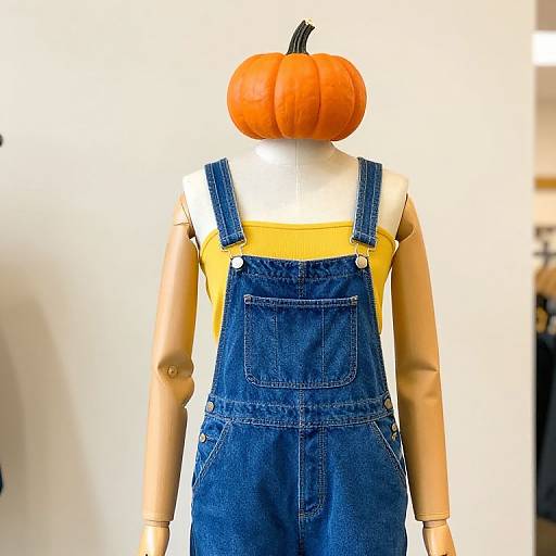 Mannequin in Denim with Pumpkin Head