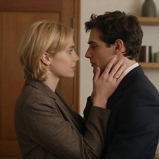 Intimate Embrace of Couple Indoors