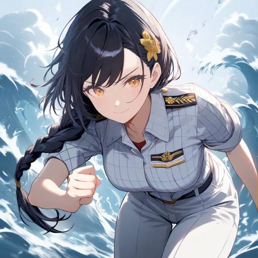 Determined Cowgirl Admiral on Stormy Sea