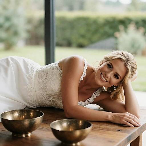 Elegant Bride on a Rustic Table