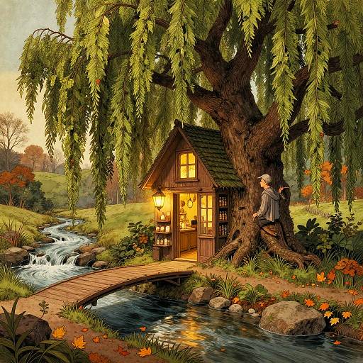 Anton Pieck Style Willow Apothecary Scene