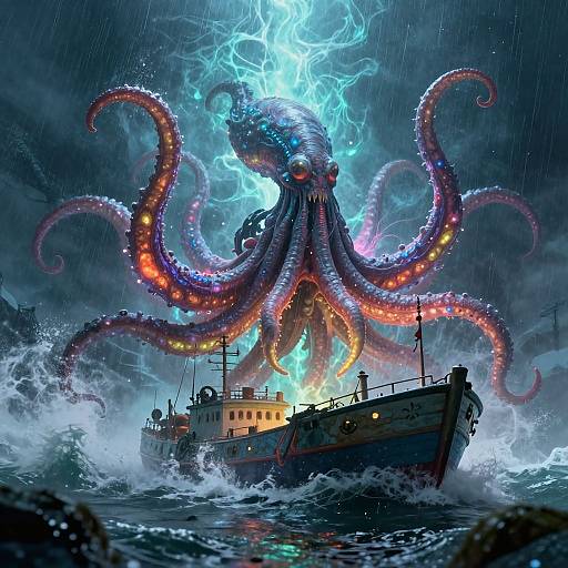 Cthulhu Attacks Trawling Boat