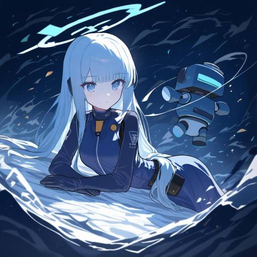 Illustration of <key> (robot) (blue archive), blue archive in the style of Oyatsu (mk2)