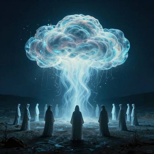 Spectral Cloaked Procession Under Glowing Cloud