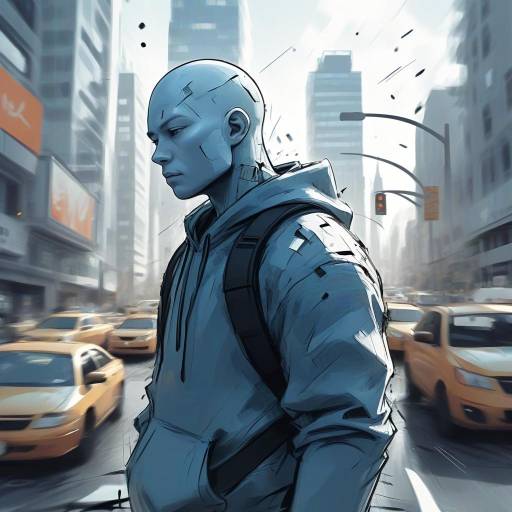 Worried Wojak in Chaotic Cityscape
