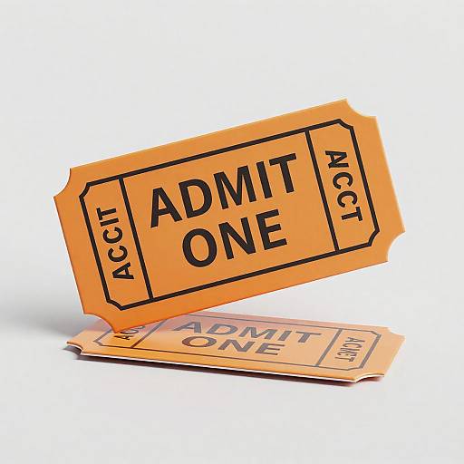 Vibrant Orange Admit One Ticket Illustration