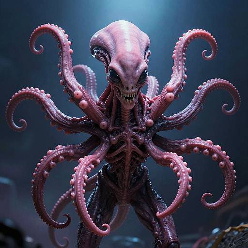 Hyper-Realistic Alien Creature with Tentacles