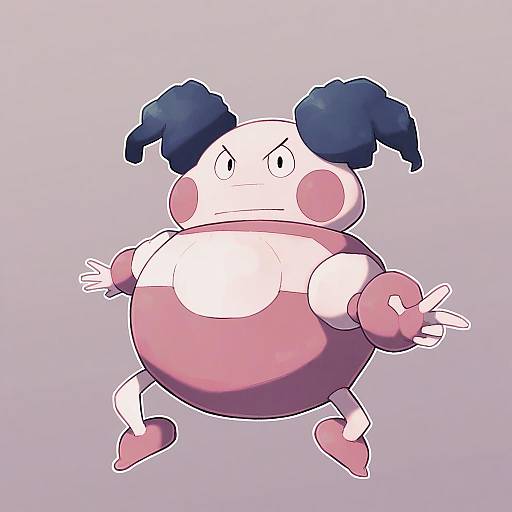 Illustration of Mr. mime, pokemon in the style of Lamb-oic029