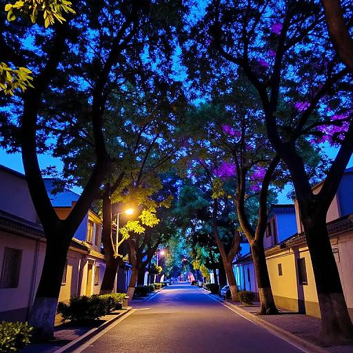 Vibrant Narrow Street at Dusk