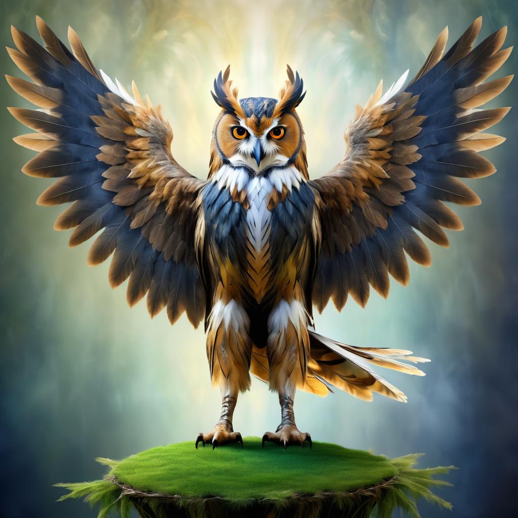 Majestic Griffin-Owl Hybrid Portrait