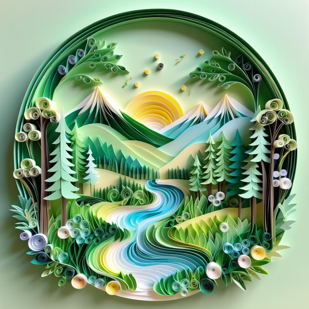 Serene Forest in Multi-Dimensional Quilling Art