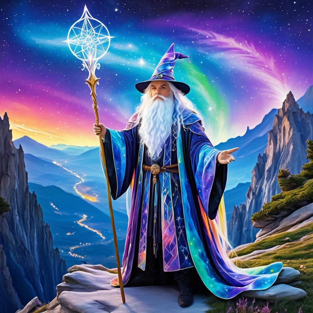 Majestic Wizard in a Mystical Landscape